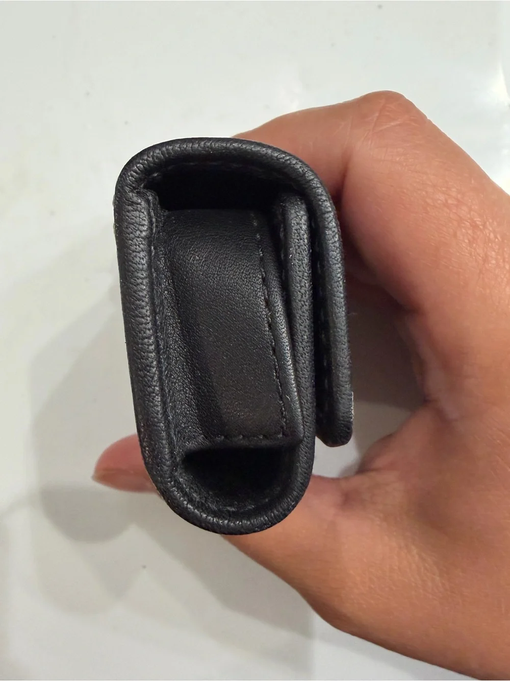 Coach Black Leather Contacts Case with Mirror